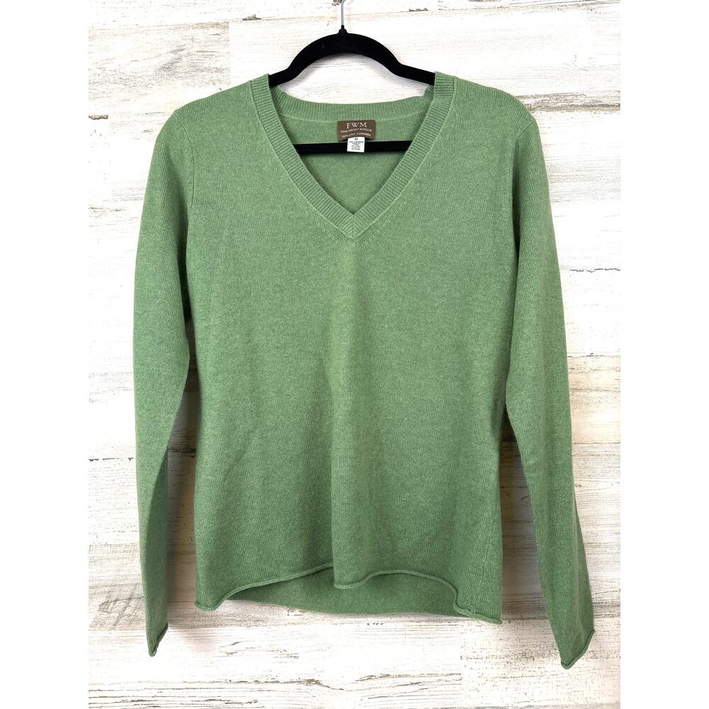 Fenn Wright Manson Womens M Light Green 100% Cashmere Double Ply Knit Sweater